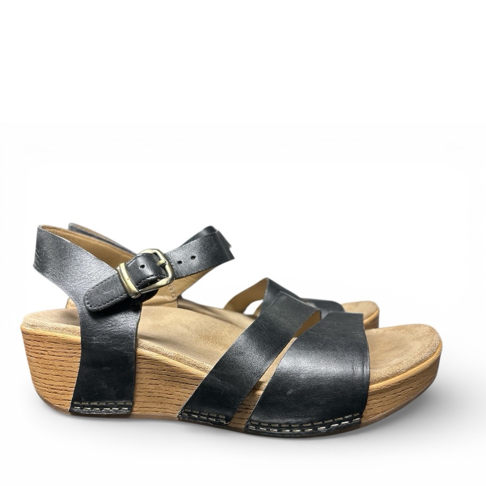Dansko Lindsay Black Leather Sandal, Women's Size 39/8-8.5 - Picture 2 of 6